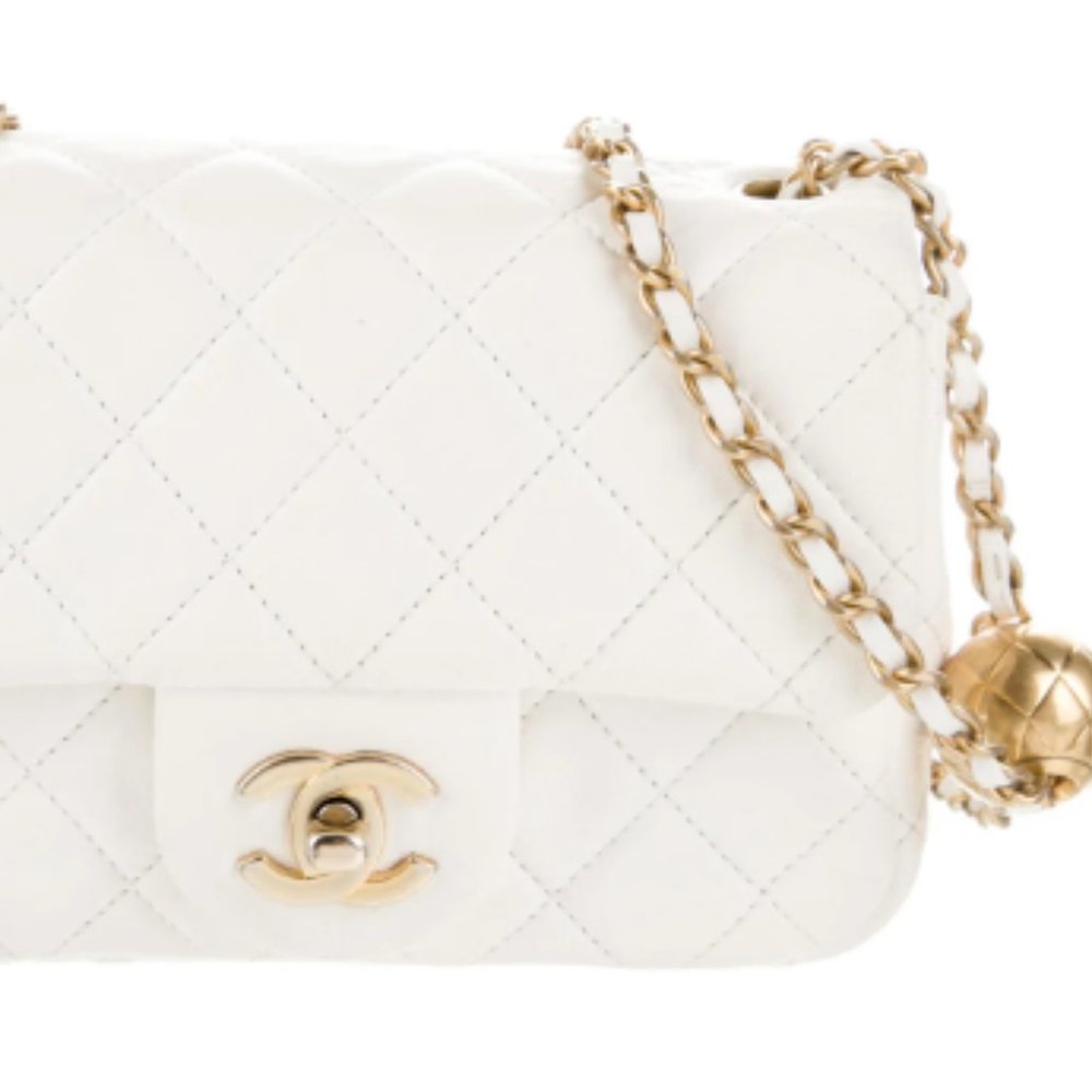 Chanel White Pearl Crush Mini Square